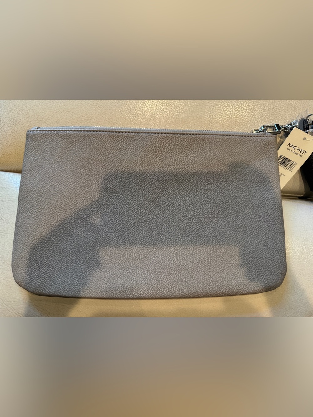 Nine West Tan Pebbled Clutch with Tassel Charm